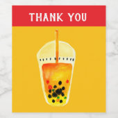 Bubble tea boba Aquarellkunst Weinetikett (Einzelnes Label)
