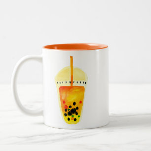 Bubble tea boba Aquarellkunst Zweifarbige Tasse