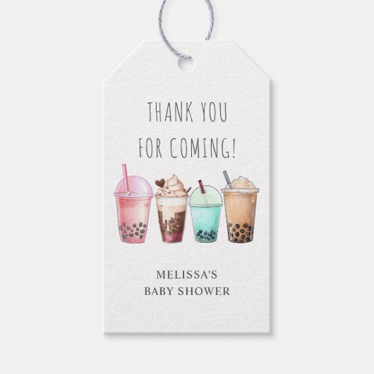 Bubble Tea Boba Baby Dusche Vielen Dank für Ihre U Geschenkanhänger (Vorderseite)