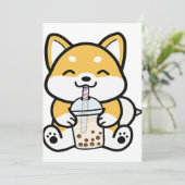 Bubble Tea Boba Corgi Einladung (Stehend Vorderseite)