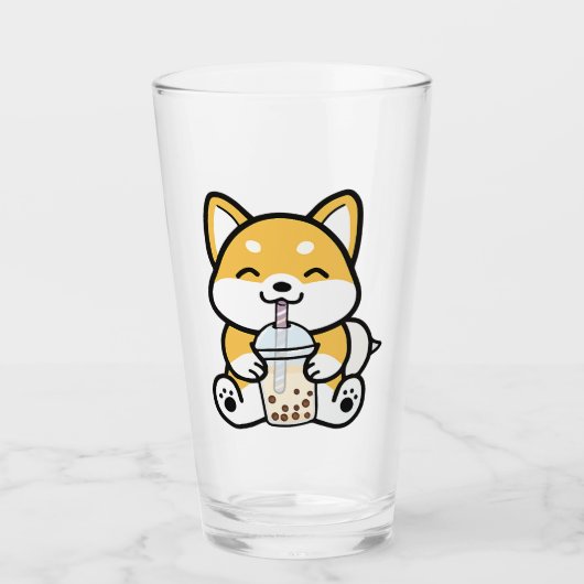 Bubble Tea Boba Corgi Glas (Vorderseite)