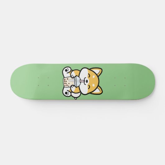 Bubble Tea Boba Corgi Skateboard (Horizontal)
