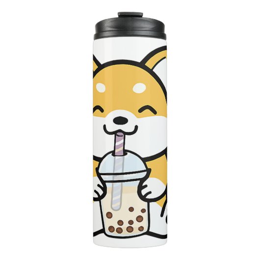 Bubble Tea Boba Corgi Thermosbecher (Vorderseite)