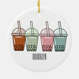 Bubble-Tea-Cartoon-Illustration Keramik Ornament