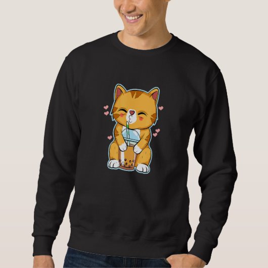 Bubble Tea Cat Sweatshirt (Vorderseite)