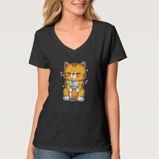Bubble Tea Cat T-Shirt (Vorderseite)