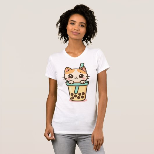 Bubble Tea Cat T-Shirt (Vorne ganz)