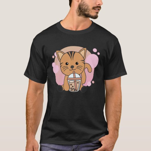 Bubble Tea Cats with Chocolate Tea Sweet Cat T-Shirt (Vorderseite)