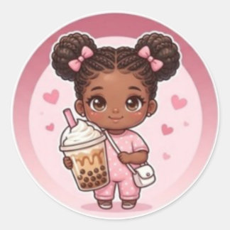 Bubble Tea Chibi Klassischer runder Aufkleber