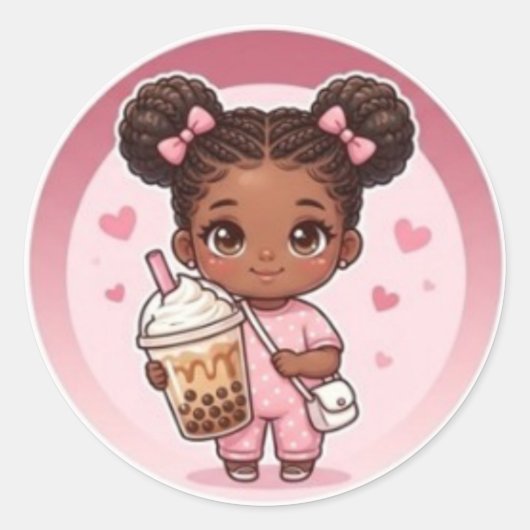 Bubble Tea Chibi Klassischer runder Aufkleber (Vorderseite)