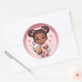 Bubble Tea Chibi Klassischer runder Aufkleber (Umschlag)
