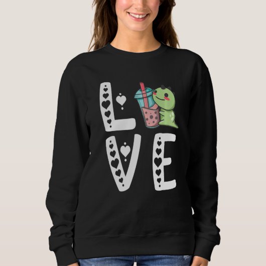 Bubble Tea Dinosaurier Niedlich Boba Tea Dino Swee Sweatshirt (Vorderseite)