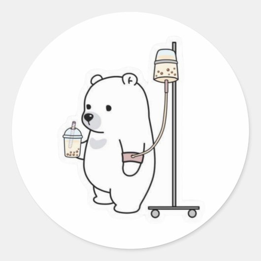 Bubble Tea Eisbär IV Runder Aufkleber (Vorderseite)