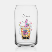 Bubble-Tea-Eleganz whimsikalische Ästhetik Maßanfe Dosenglas (Vorderseite)