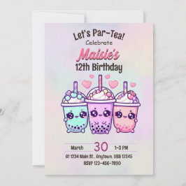 Bubble Tea Geburtstagsparty Einladung