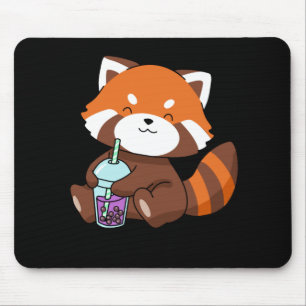 Bubble Tea Gift Girl Red Panda Boba Tea Blubble Te Mousepad