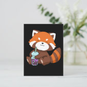 Bubble Tea Gift Girl Red Panda Boba Tea Blubble Te Postkarte (Stehend Vorderseite)