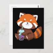 Bubble Tea Gift Girl Red Panda Boba Tea Blubble Te Postkarte (Vorne/Hinten)