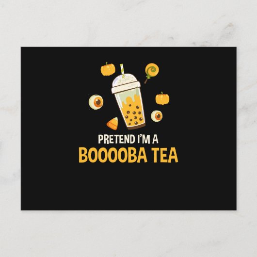Bubble Tea Kawaii Halloween Postkarte (Vorderseite)