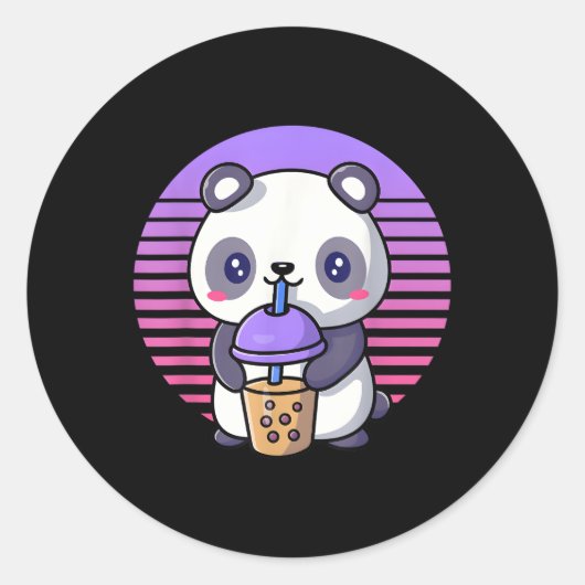 Bubble Tea Kawaii Panda Boba Runder Aufkleber (Vorderseite)