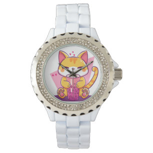 Bubble Tea Kitty Armbanduhr