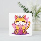 Bubble Tea Kitty Einladung (Stehend Vorderseite)
