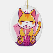 Bubble Tea Kitty Keramik Ornament (Rechts)