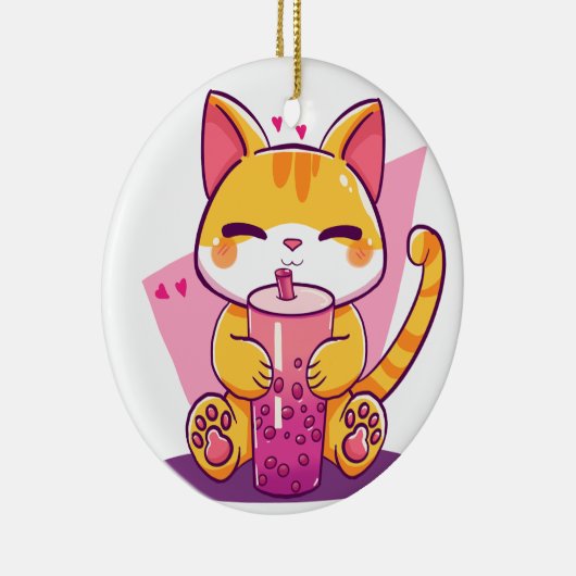 Bubble Tea Kitty Keramik Ornament (Rechts)