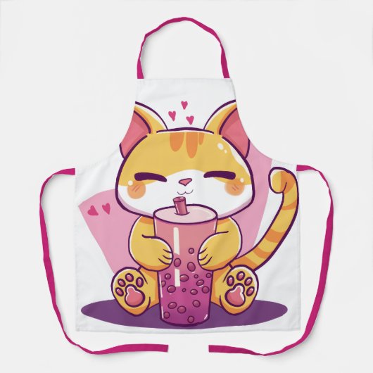 Bubble Tea Kitty Schürze (Vorderseite)