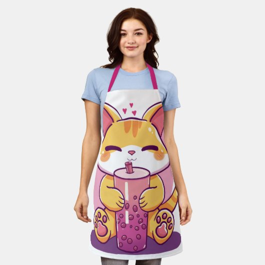 Bubble Tea Kitty Schürze (Getragen)