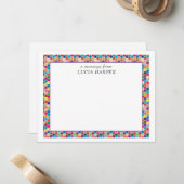 Bubble Tea Regenbogen Monogramm Hübsche Notizkarte Mitteilungskarte (Vorderseite/Rückseite Beispiel)