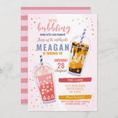 Bubble Tee Birthday Café Feier Einladung (Vorne/Hinten)