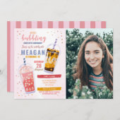 Bubble Tee Birthday Café Foto Feier Einladung (Vorne/Hinten)