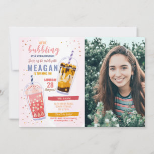 Bubble Tee Birthday Café Foto Feier Einladung