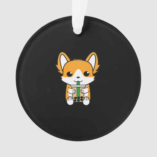 Bubble Tee Boba Corgi Premium Ornament (Vorderseite)