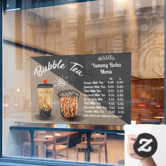 Bubble Tee Boba Donut Shop Front anpassen Fensteraufkleber (Café-Fenster)