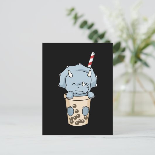 Bubble Tee Geschenk Kinder Triceratops Boba Tea Di Postkarte (Stehend Vorderseite)