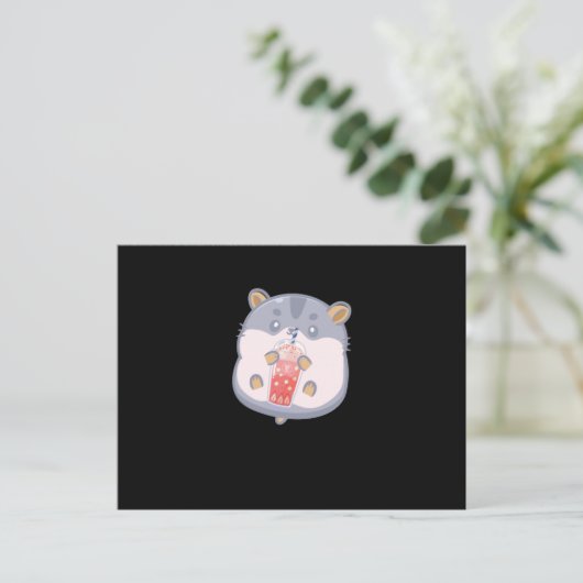 Bubble Tee Hamster Postkarte (Stehend Vorderseite)