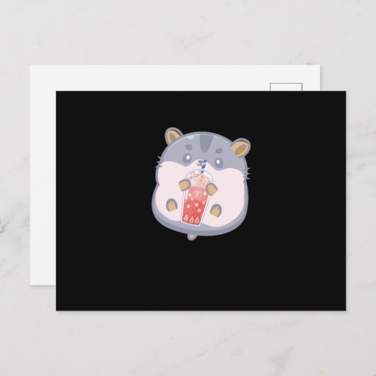 Bubble Tee Hamster Postkarte (Vorne/Hinten)