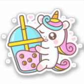 Bubble Tee Loving Unicorn Aufkleber (Vorderseite)
