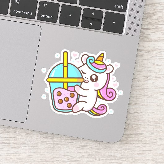 Bubble Tee Loving Unicorn Aufkleber (Detail)