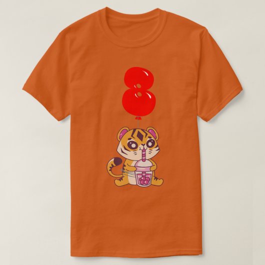 Bubble Tee Tiger - 8. Geburtstag - Kinder Ballon P (Design vorne)