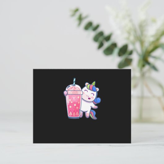 Bubble Tee Unicorn Geschenk Postkarte (Stehend Vorderseite)