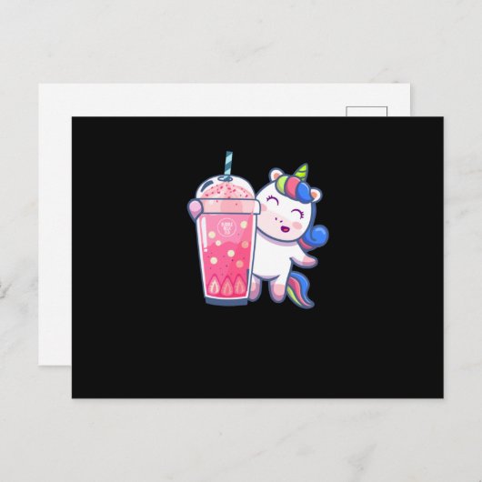 Bubble Tee Unicorn Geschenk Postkarte (Vorne/Hinten)