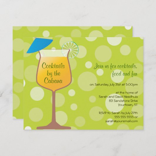 Bubble Umbrella Drinks Party Einladung (Vorne/Hinten)