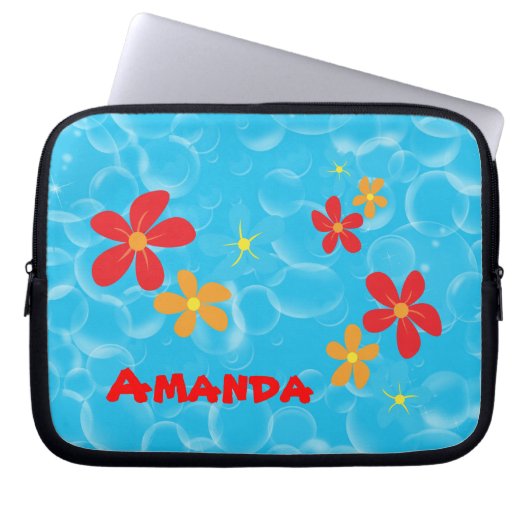 Bubble und Daisy Design Laptopschutzhülle (Vorderseite)