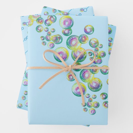 Bubble Wand Iridescent Rainbow Soap Blasen Geschenkpapier Set (Beispiel)