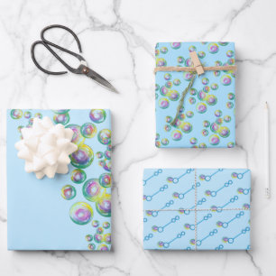 Bubble Wand Iridescent Rainbow Soap Blasen Geschenkpapier Set