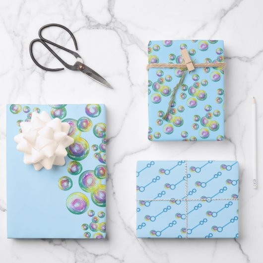 Bubble Wand Iridescent Rainbow Soap Blasen Geschenkpapier Set (Vorderseite)