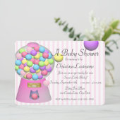 Bubblegum Baby Dusche Einladung (Stehend Vorderseite)